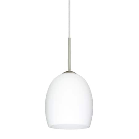 Lucia Cord Pendant, Opal Matte, Satin Nickel Finish, 1x75W Incandescent